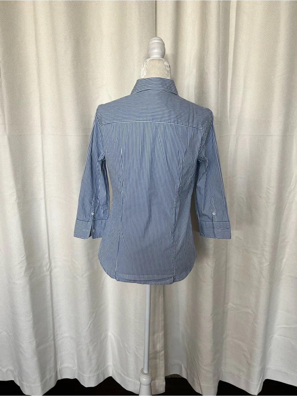 J. Crew Blue and White Pinstripe Button-Up Shirt